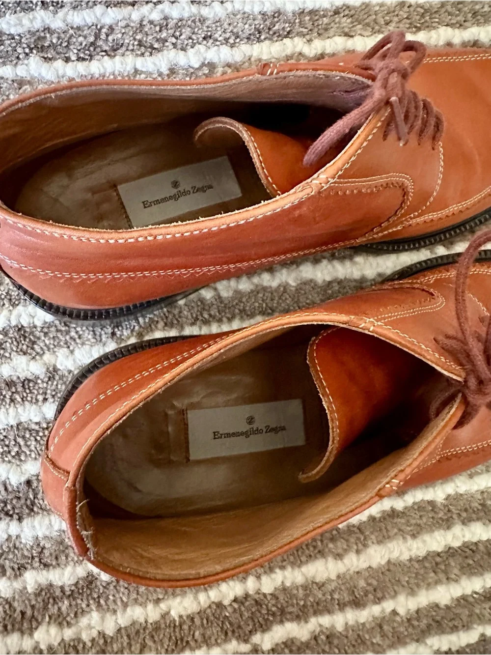 Ermenegildo Zegna Men's Tan Leather Lace-Up Boots